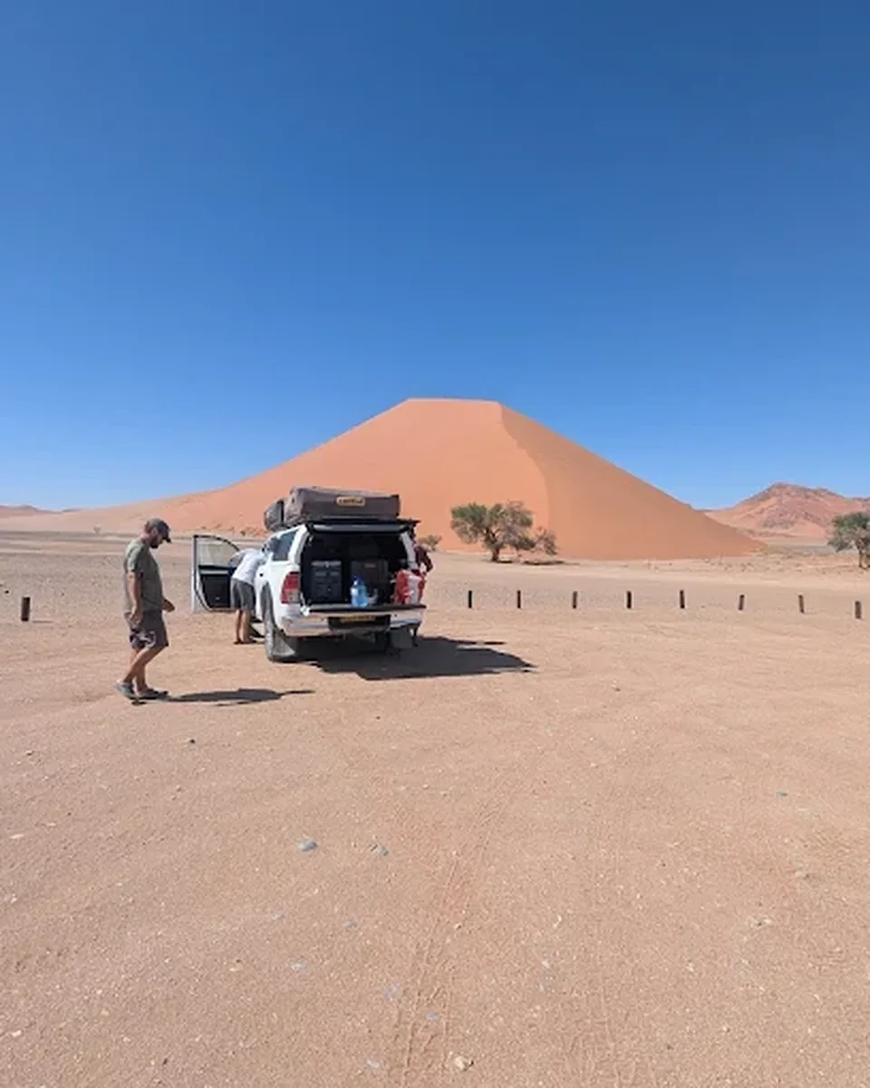 4x4 stopped among Namibia's dunes