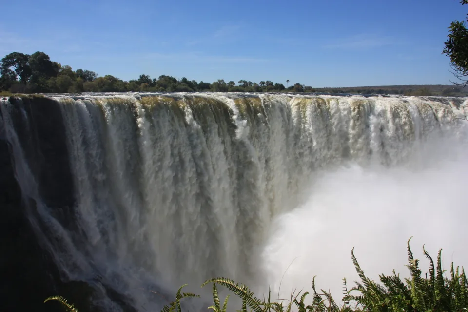 Massive waterfall cascading into a gorge in southern Africa